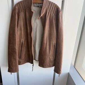 Wilsons Leather Brown Racer Jacket for Men